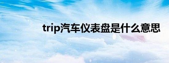 trip汽车仪表盘是什么意思