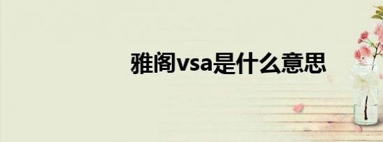 雅阁vsa是什么意思