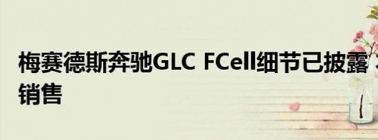 梅赛德斯奔驰GLC FCell细节已披露 本月开始销售