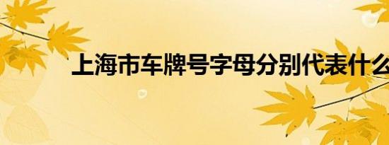 上海市车牌号字母分别代表什么