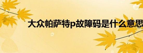 大众帕萨特p故障码是什么意思