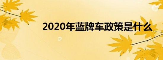 2020年蓝牌车政策是什么