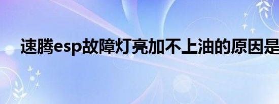 速腾esp故障灯亮加不上油的原因是什么