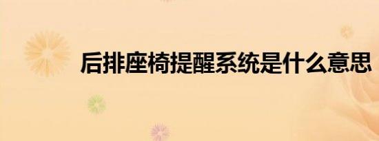 后排座椅提醒系统是什么意思