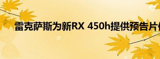 雷克萨斯为新RX 450h提供预告片信息