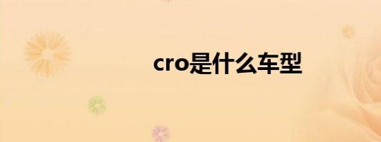 cro是什么车型