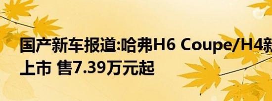 国产新车报道:哈弗H6 Coupe/H4新增车型上市 售7.39万元起