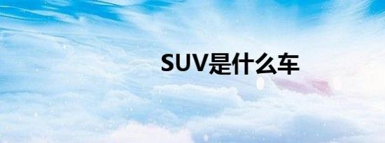 SUV是什么车