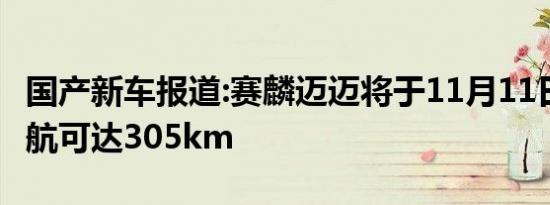 国产新车报道:赛麟迈迈将于11月11日上市 续航可达305km