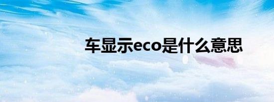 车显示eco是什么意思