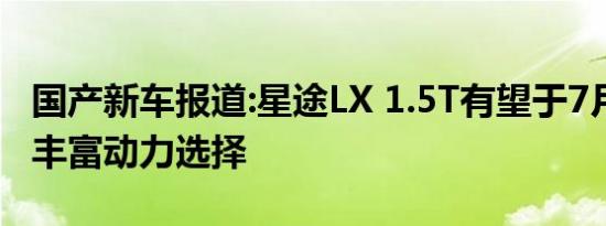 国产新车报道:星途LX 1.5T有望于7月份上市 丰富动力选择