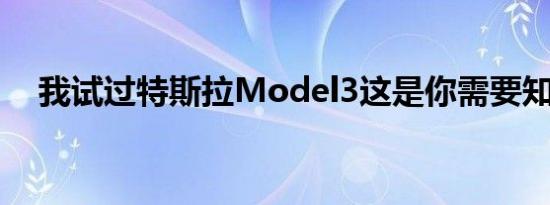 我试过特斯拉Model3这是你需要知道的