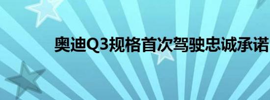 奥迪Q3规格首次驾驶忠诚承诺