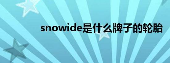 snowide是什么牌子的轮胎