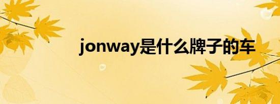 jonway是什么牌子的车