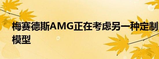 梅赛德斯AMG正在考虑另一种定制的AMG模型