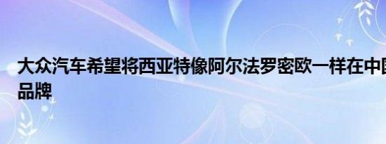 大众汽车希望将西亚特像阿尔法罗密欧一样在中国设立运动品牌