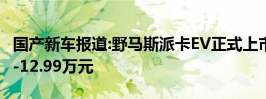 国产新车报道:野马斯派卡EV正式上市 售9.99-12.99万元