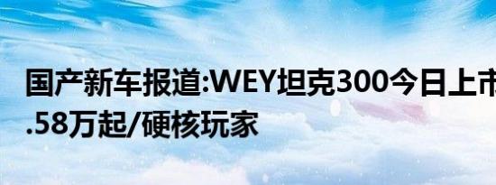 国产新车报道:WEY坦克300今日上市 预售17.58万起/硬核玩家