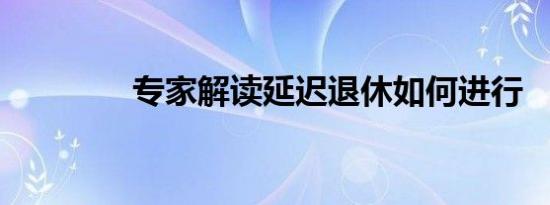 专家解读延迟退休如何进行