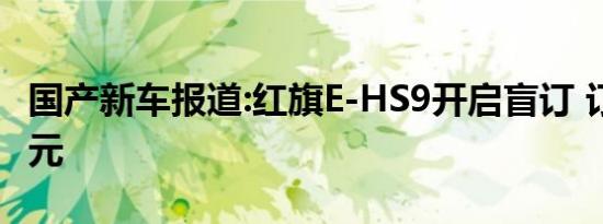 国产新车报道:红旗E-HS9开启盲订 订金4999元