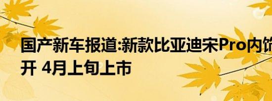 国产新车报道:新款比亚迪宋Pro内饰首次公开 4月上旬上市