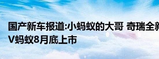 国产新车报道:小蚂蚁的大哥 奇瑞全新纯电SUV蚂蚁8月底上市