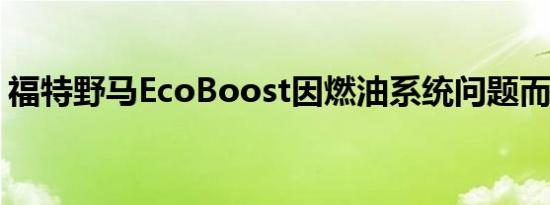 福特野马EcoBoost因燃油系统问题而被召回