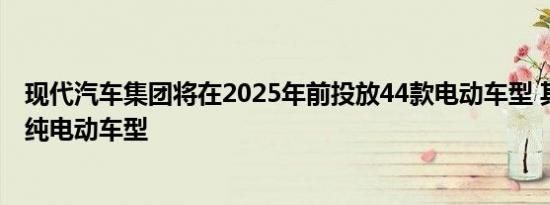 现代汽车集团将在2025年前投放44款电动车型 其中23款为纯电动车型