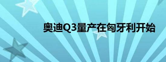 奥迪Q3量产在匈牙利开始