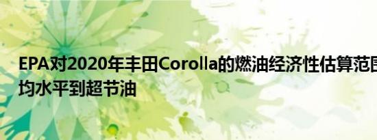 EPA对2020年丰田Corolla的燃油经济性估算范围从低于平均水平到超节油