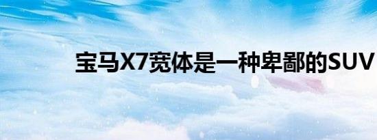 宝马X7宽体是一种卑鄙的SUV