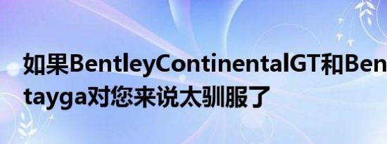 如果BentleyContinentalGT和BentleyBentayga对您来说太驯服了