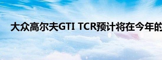 大众高尔夫GTI TCR预计将在今年的展厅