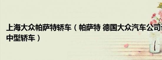 上海大众帕萨特轿车（帕萨特 德国大众汽车公司设计的一款中型轿车）