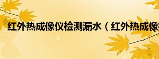 红外热成像仪检测漏水（红外热成像技术）