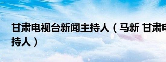 甘肃电视台新闻主持人（马新 甘肃电视台主持人）