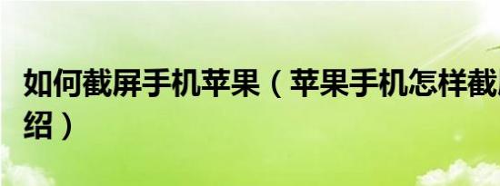 如何截屏手机苹果（苹果手机怎样截屏简介介绍）