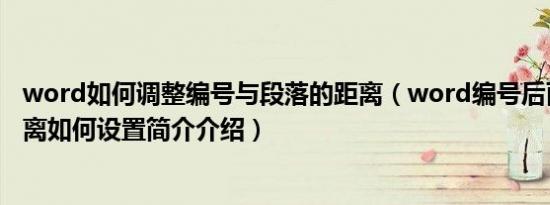 word如何调整编号与段落的距离（word编号后面的空格距离如何设置简介介绍）