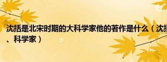 沈括是北宋时期的大科学家他的著作是什么（沈括 北宋官员、科学家）