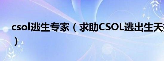 csol逃生专家（求助CSOL逃出生天技巧！！）