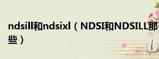 ndsill和ndsixl（NDSI和NDSILL那个更好一些）