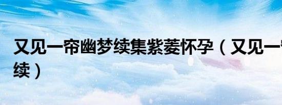 又见一帘幽梦续集紫菱怀孕（又见一帘幽梦之续）