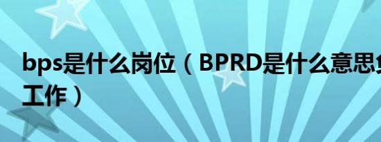 bps是什么岗位（BPRD是什么意思负责什么工作）