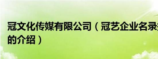 冠文化传媒有限公司（冠艺企业名录搜索软件的介绍）