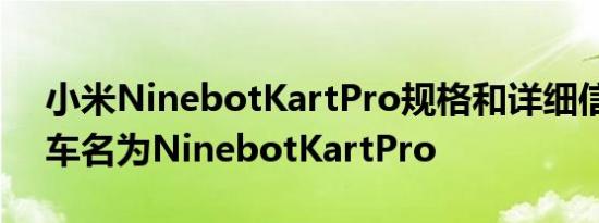 小米NinebotKartPro规格和详细信息这款车名为NinebotKartPro