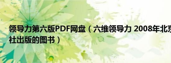 领导力第六版PDF网盘（六维领导力 2008年北京大学出版社出版的图书）