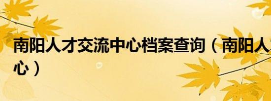 南阳人才交流中心档案查询（南阳人才交流中心）