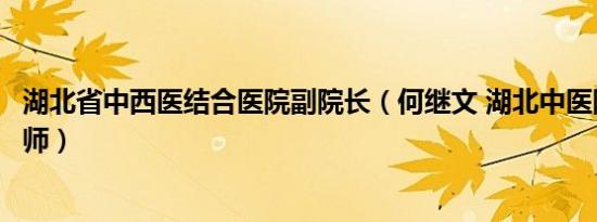 湖北省中西医结合医院副院长（何继文 湖北中医院副主任医师）