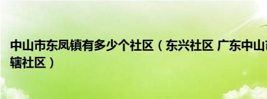 中山市东凤镇有多少个社区（东兴社区 广东中山市东凤镇下辖社区）